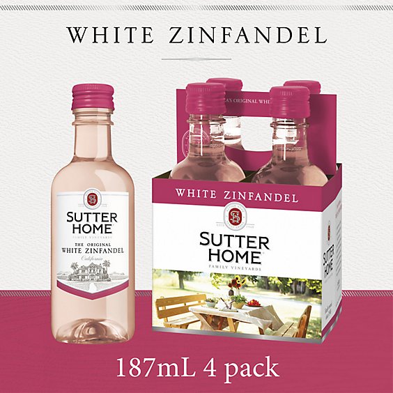 Sutter Home White Zinfandel Wine Bottle - 4-187 Ml