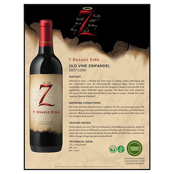 7 Deadly Zinfandel Red Wine - 750 Ml