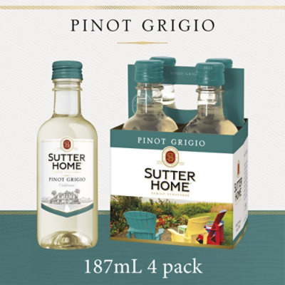 Sutter Home Pinot Grigio White Wine Bottle - 4-187 Ml - Image 1