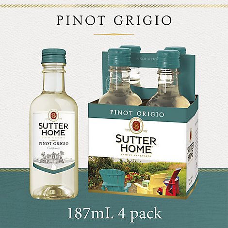 Sutter Home Pinot Grigio White Wine Bottles Pack - 4-187 Ml