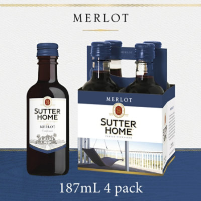 Sutter Home Merlot Red Wine Bottle - 4-187 Ml - Image 1