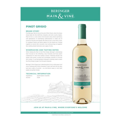 Beringer Main & Vine Pinot Grigio White Wine - 750 Ml - Image 2