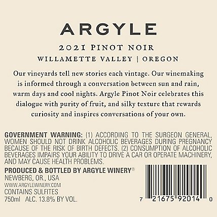 Argyle Pinot Noir Wine - 750 Ml - Image 4