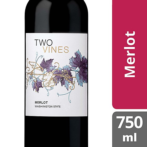 Two Vines Wine Merlot - 750 Ml