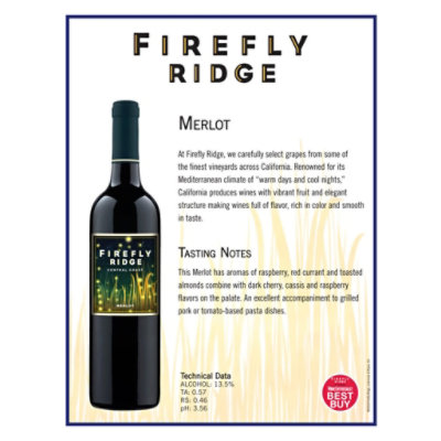 Firefly Ridge Wine Merlot Central Coast - 750 Ml - Image 2