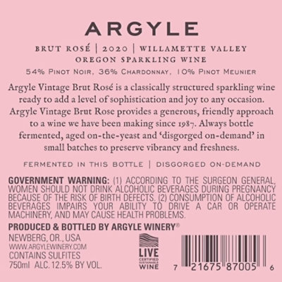 Argyle Brut Rose Sparkling Wine - 750 Ml - Image 2