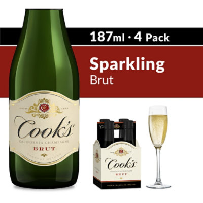 Cook's California Champagne Brut White Sparkling Wine Bottles - 4-187 Ml - Image 1