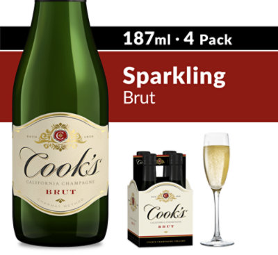 Cooks California Champagne Wine Sparkling White Brut - 4-187 Ml