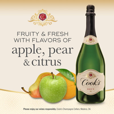 Cook's California Champagne Brut White Sparkling Wine - 750 Ml - Image 3