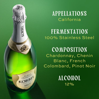 Korbel Brut California Champagne Sparkling Wine 24 Proof In Bottle - 750 Ml - Image 2