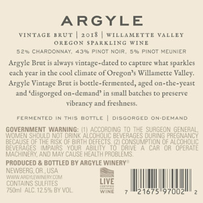 Argyle Willamette Valley Brut Sparkling Wine - 750 Ml - Image 5