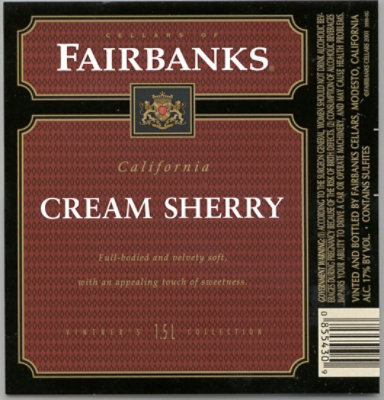 Fairbanks Sherry Cream Dessert wine - 1.5 Liter - Image 2