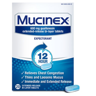 Mucinex Expectorant Chest Congestion 12 Hours Relief Tablet - 24 Count - Image 2