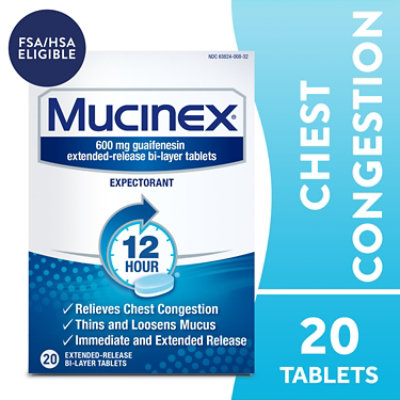 Mucinex Expectorant Chest Congestion 12 Hours Relief Tablet - 24 Count - Image 2