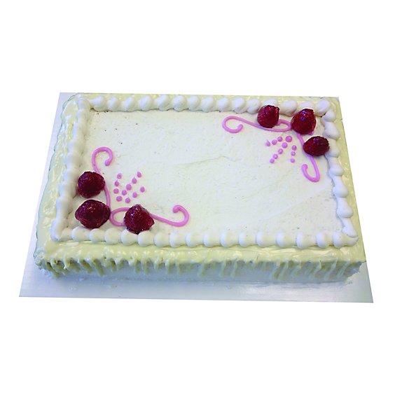 Bakery Cake 1/4 Sheet White Iced Raspberry Filled - Each