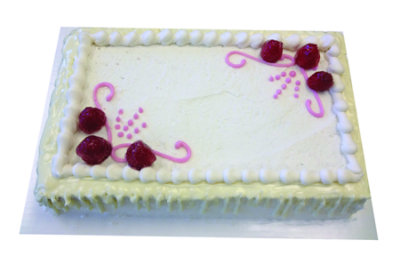 Bakery Cake 1/4 Sheet White Iced Raspberry Filled - Each