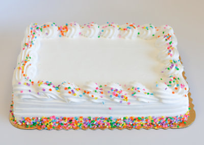 White Iced Decorated Cake 1/4 Sheet - Each