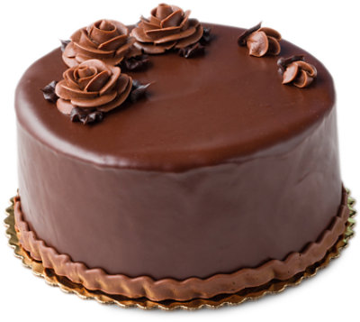 Bakery Cake 8 Inch 2 Layer Chocolate Fudge Iced - Each