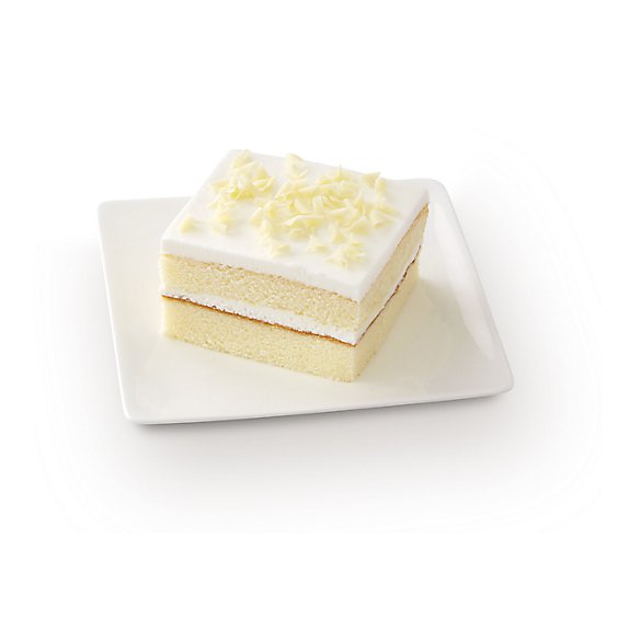 Fresh Baked White Iced Cake Slice - Each
