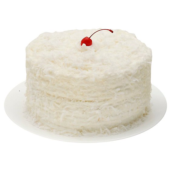 Bakery Cake White 8 Inch 2 Layer White Iced - Each