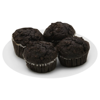 Bakery Double Chocolate Muffins 4 Count - Image 1