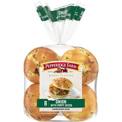 Pepperidge Farm Bakery Classics Onion with Poppy Seeds Hamburger Buns - 15 Oz