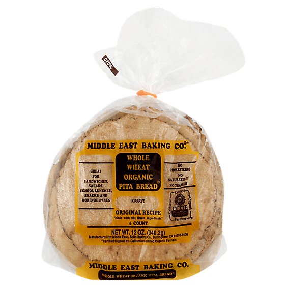 Middle East Baking Whole Wheat Organic Pita Bread - 12 Oz