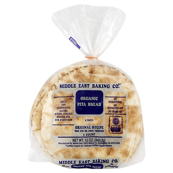 Middle East Baking Organic Pita Bread - 12 Oz