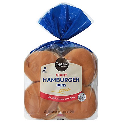 Signature SELECT Buns Hamburger Enriched Giant 8 Count - 18.5 Oz - Image 1