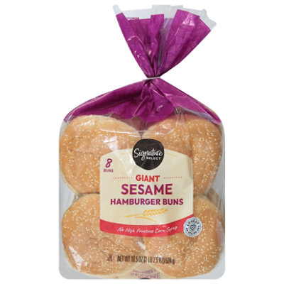 Signature SELECT Buns Hambuger Enriched Sesame Giant 8 Count - 18.5 Oz - Image 3