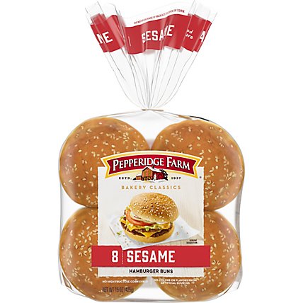 Pepperidge Farm Sesame Topped Hamburger Buns Bag - 8 Count - Image 2