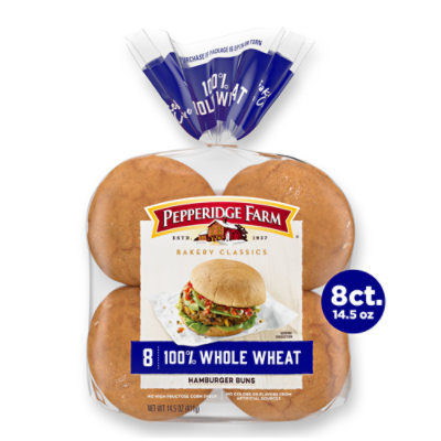 Pepperidge Farm Bakery Classics 100% Whole Wheat Hamburger Buns - 14.5 Oz - Image 1