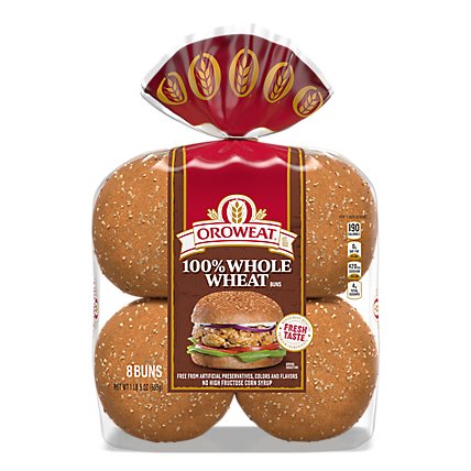 Oroweat Whole Grains 100% Whole Wheat Buns - 21 Oz - Image 1