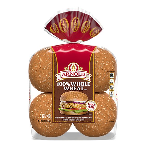 Oroweat Whole Grain 100% Whole Wheat Sandwich Buns - 16 Oz