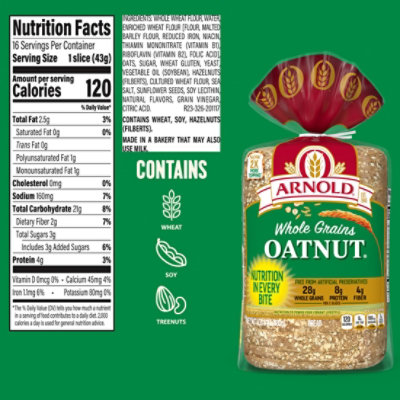 Arnold Whole Grains Oatnut Bread - 24 Oz - Image 3