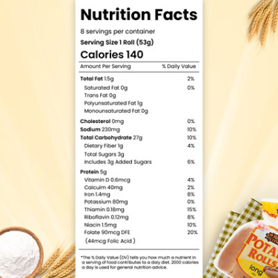 Schmidt Old Tyme Gameday Premium Long Rolls Hot Dog Buns - 8 Count - Image 3