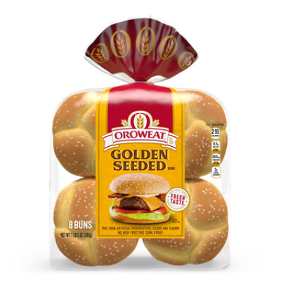 Oroweat Rolls Hamburger Golden Seeded 8 Count - 21 Oz