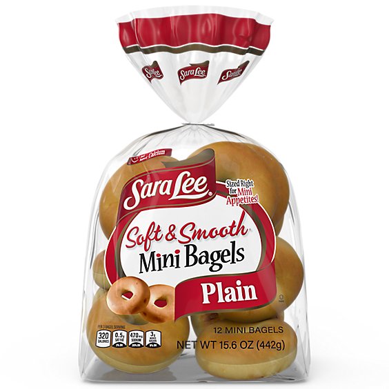 Sara Lee Plain Made With Whole Grain Mini Bagels - 16 Oz