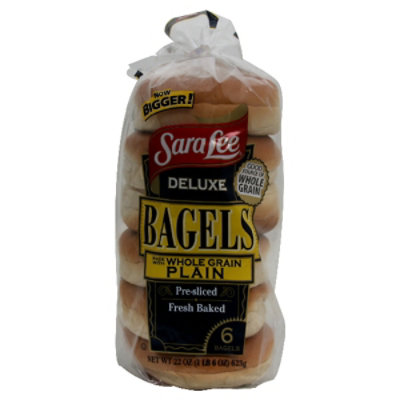 Sara Lee Bagels Deluxe Pre-Sliced Whole Grain Plain - 6-22 Oz