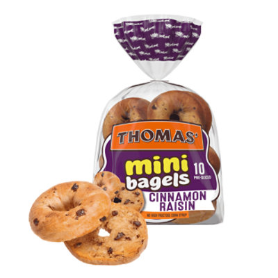 Thomas Bagels Mini Cinnamon Raisin Pre Sliced 10 Count - 15 Oz