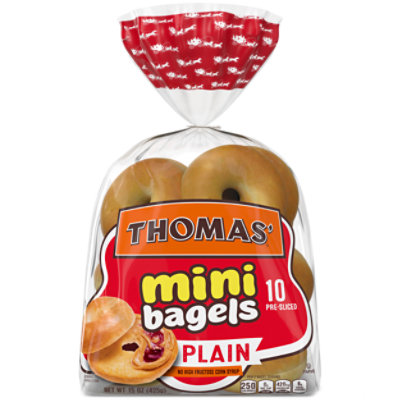Thomas Bagels Mini Plain Pre Sliced 10 Count - 15 Oz