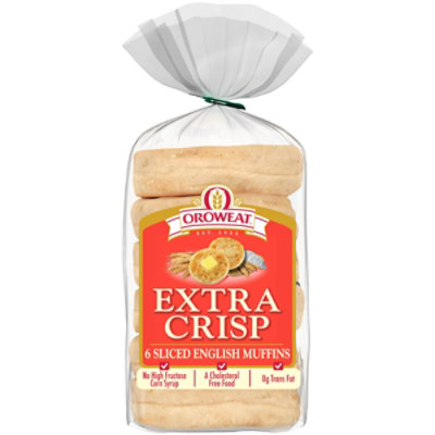 Oroweat English Muffins Extra Crisp Sliced 6 Count - 12.5 Oz