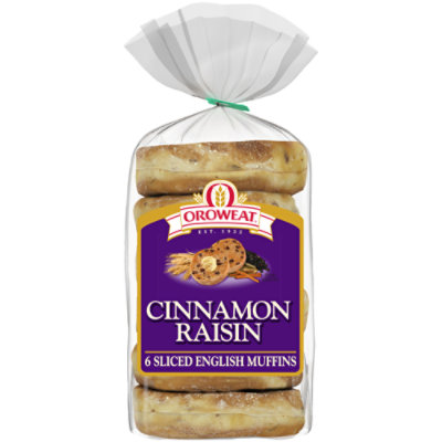 Oroweat English Muffins Cinnamon Raisin Sliced 6 Count - 14 Oz