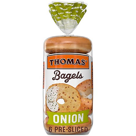Thomas Bagels Onion Pre Sliced 6 Count - 20 Oz