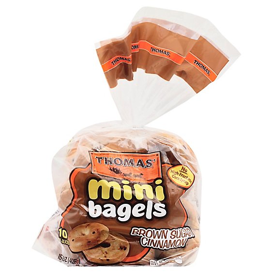 Thomas Bagels Mini Brown Sugar Cinnamon Pre Sliced 10 Count - 15 Oz