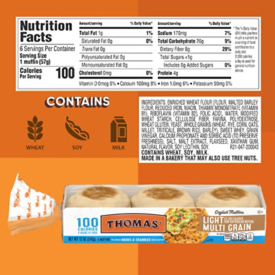 Thomas' Light Multi-Grain English Muffins - 12 Oz - Image 2