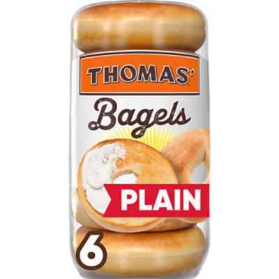 Thomas' Plain Bagels Pre-Sliced 6 Bagels - 20 Oz - Image 1