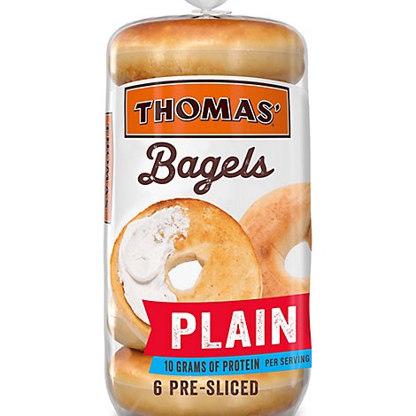 Thomas Bagels Plain Pre Sliced 6 Count - 20 Oz