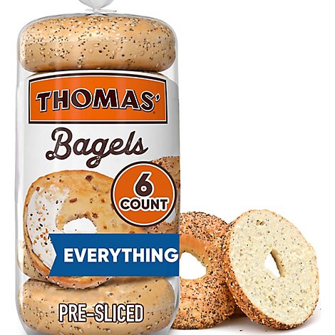 Thomas Bagels Everything Pre Sliced 6 Count - 20 Oz