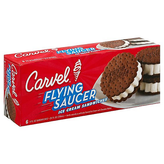 Carvel Ice Cream Sandwich Flying Saucer 6 Count - 24 Oz